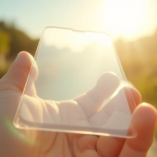 ClearSkies Tempered Glass screen protector held against bright sun
