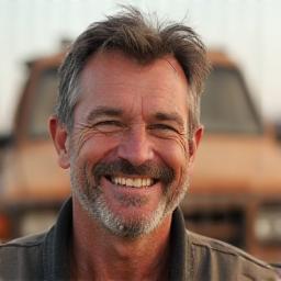 Steve smiling with dusty ute behind